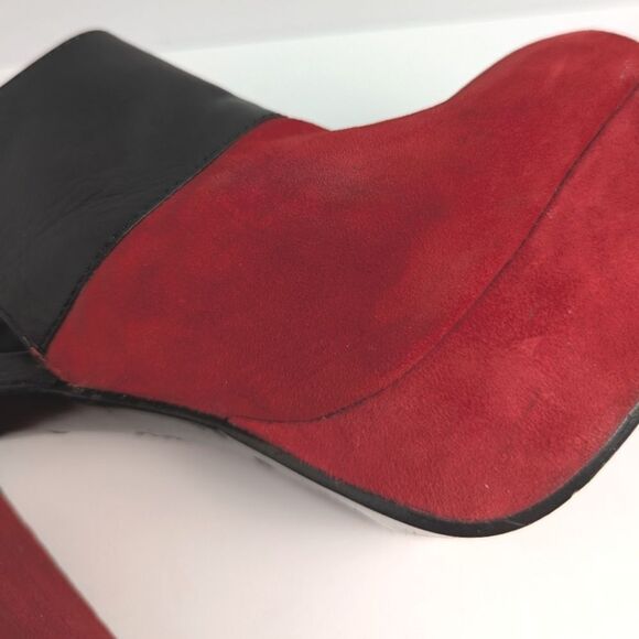 Dolce Vita Red & Black colorblock Platform Slingback block heels womens 10 - Picture 10 of 10